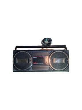 PHILIPS D-8040 Boombox Radio Cassette Recorder 1980 Tested Good Gears